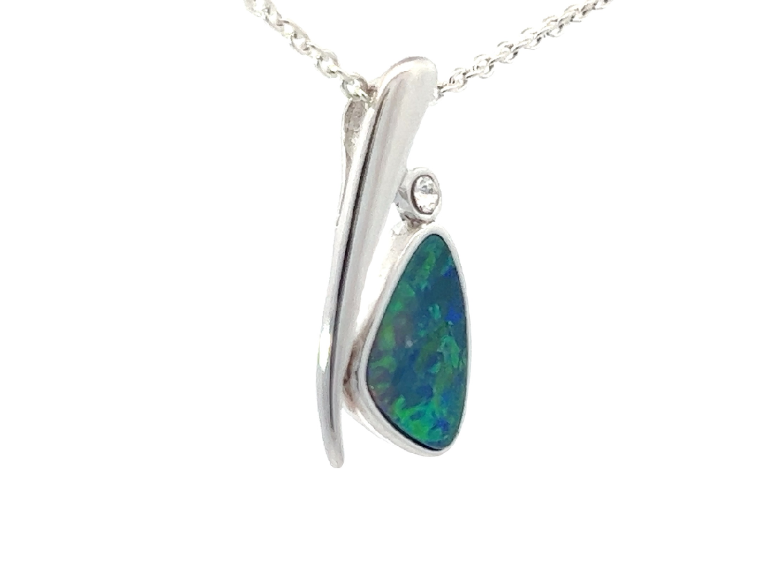 Sterling Silver Opal doublet 20.7x9.4mm pendant - Masterpiece Jewellery Opal & Gems Sydney Australia | Online Shop