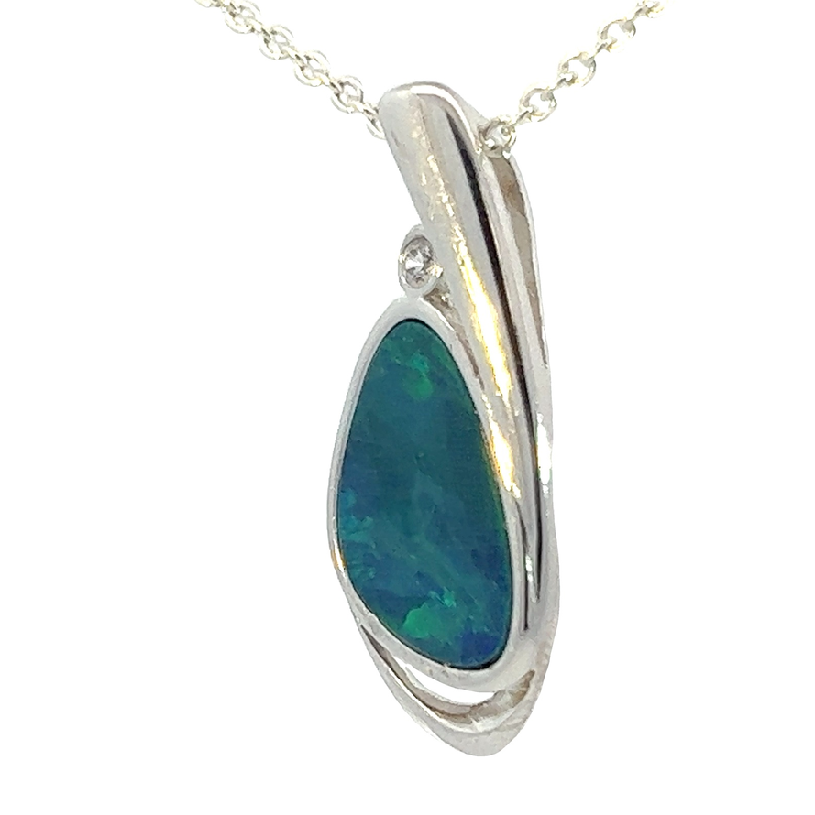 Sterling Silver Opal doublet 24x10.6mm pendant - Masterpiece Jewellery Opal & Gems Sydney Australia | Online Shop