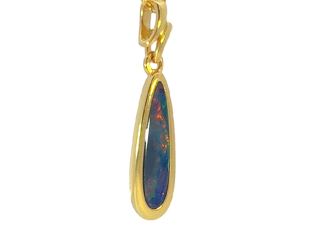 Gold Plated silver Opal doublet 28x6mm pendant - Masterpiece Jewellery Opal & Gems Sydney Australia | Online Shop