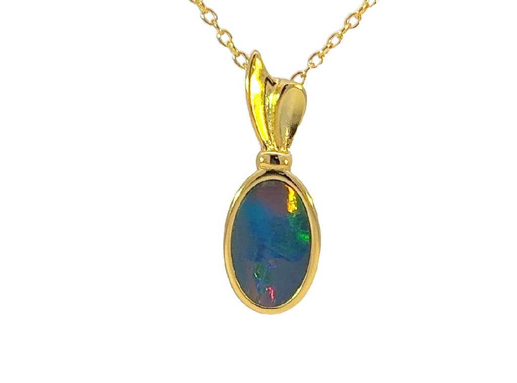 Gold Plated Silver Opal doublet 20.5x7.4mm pendant - Masterpiece Jewellery Opal & Gems Sydney Australia | Online Shop