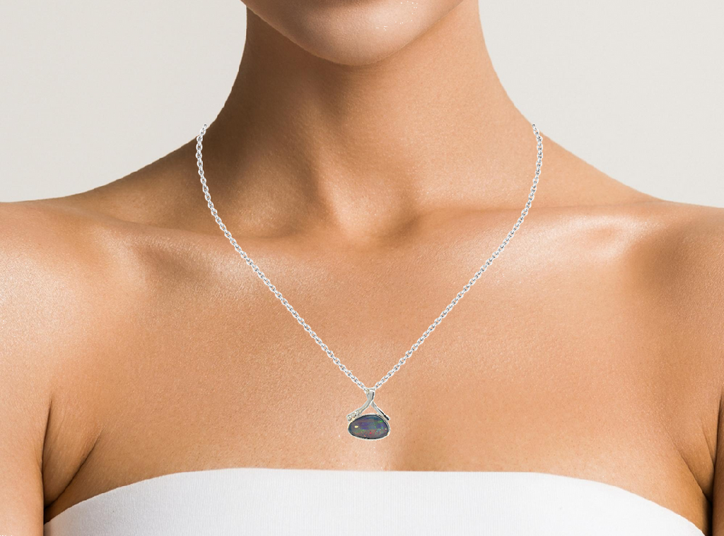 Sterling Silver Opal triplet 15.6x17.1mm pendant - Masterpiece Jewellery Opal & Gems Sydney Australia | Online Shop