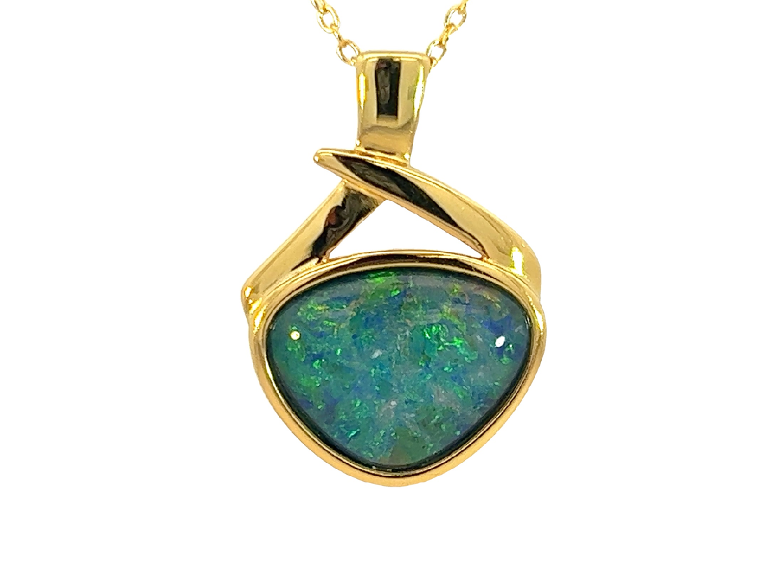 Sterling Silver gold plated opal pendant 16.2x23mm - Masterpiece Jewellery Opal & Gems Sydney Australia | Online Shop