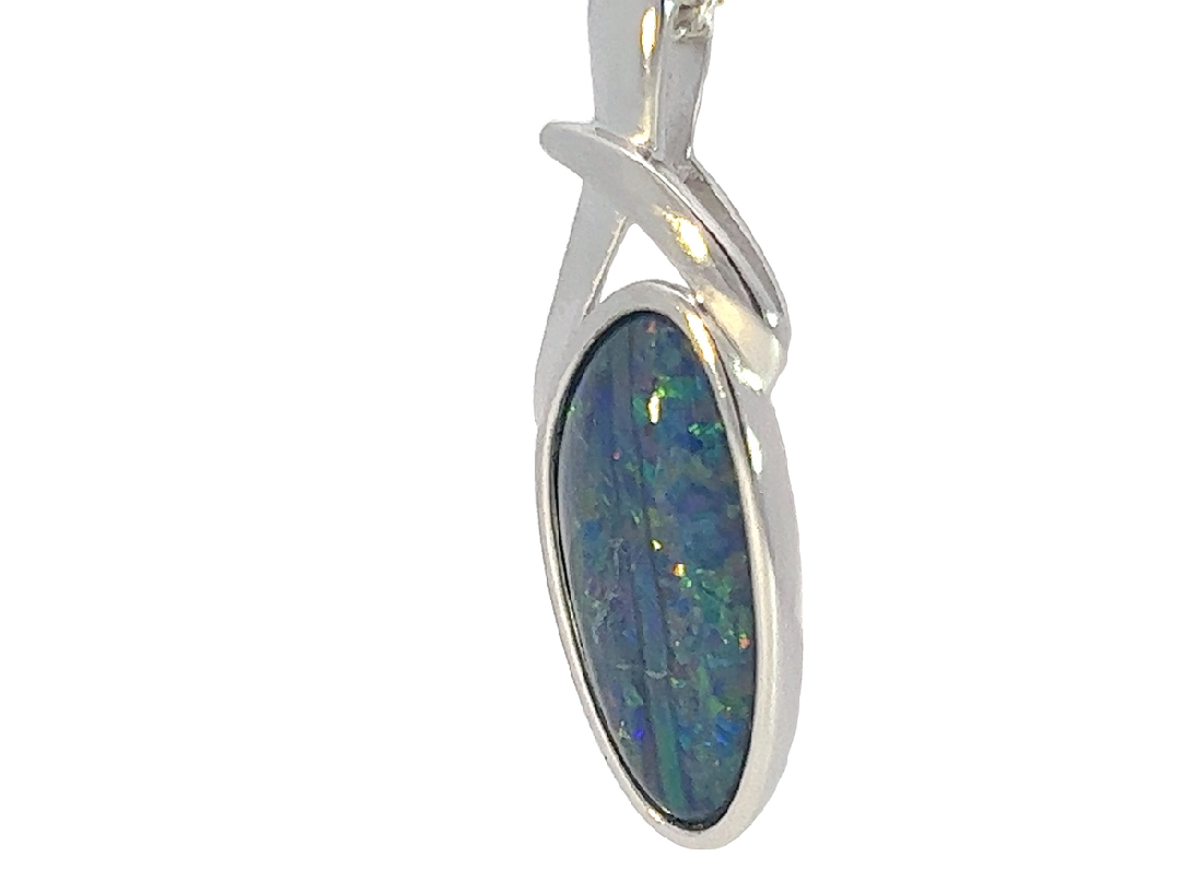 Sterling Silver Opal triplet pendant 28.6x11.1mm - Masterpiece Jewellery Opal & Gems Sydney Australia | Online Shop