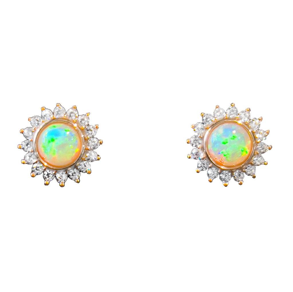 Rose Gold plated White Opal cluster studs - Masterpiece Jewellery Opal & Gems Sydney Australia | Online Shop
