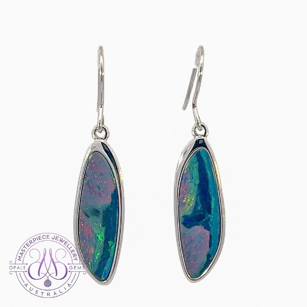 Sterling Silver dangling Opal doublet earrings - Masterpiece Jewellery Opal & Gems Sydney Australia | Online Shop