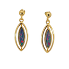 Gold plated Silver dangling marquise shape Opal doublet earrings - Masterpiece Jewellery Opal & Gems Sydney Australia | Online Shop