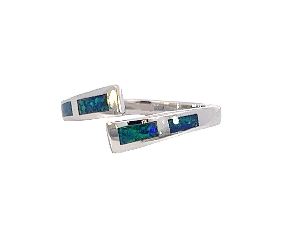 Sterling Silver split shank Opal inlay ring - Masterpiece Jewellery Opal & Gems Sydney Australia | Online Shop