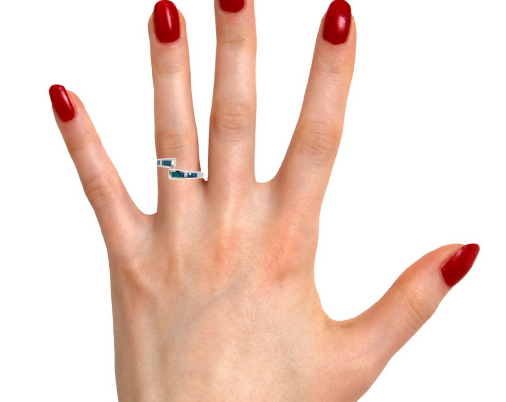 Sterling Silver split shank Opal inlay ring - Masterpiece Jewellery Opal & Gems Sydney Australia | Online Shop
