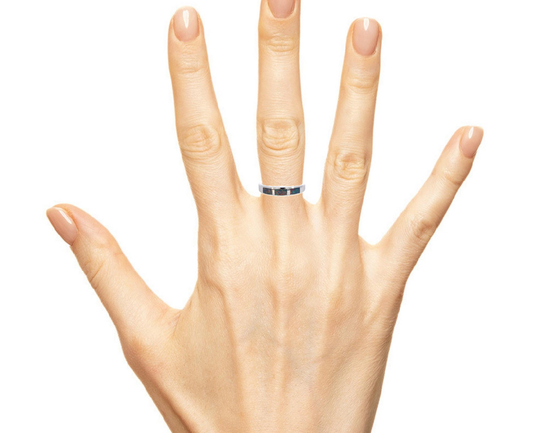 Silver Opal inlay straight band ring - Masterpiece Jewellery Opal & Gems Sydney Australia | Online Shop
