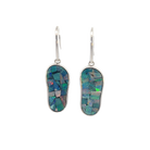 Sterling Silver long drop mosiac Opal earrings - Masterpiece Jewellery Opal & Gems Sydney Australia | Online Shop