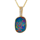 14kt Yellow Gold Opal doublet square shape pendant - Masterpiece Jewellery Opal & Gems Sydney Australia | Online Shop