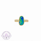 14kt Yellow Gold Oval shaped opal doublet and diamond ring - Masterpiece Jewellery Opal & Gems Sydney Australia | Online Shop