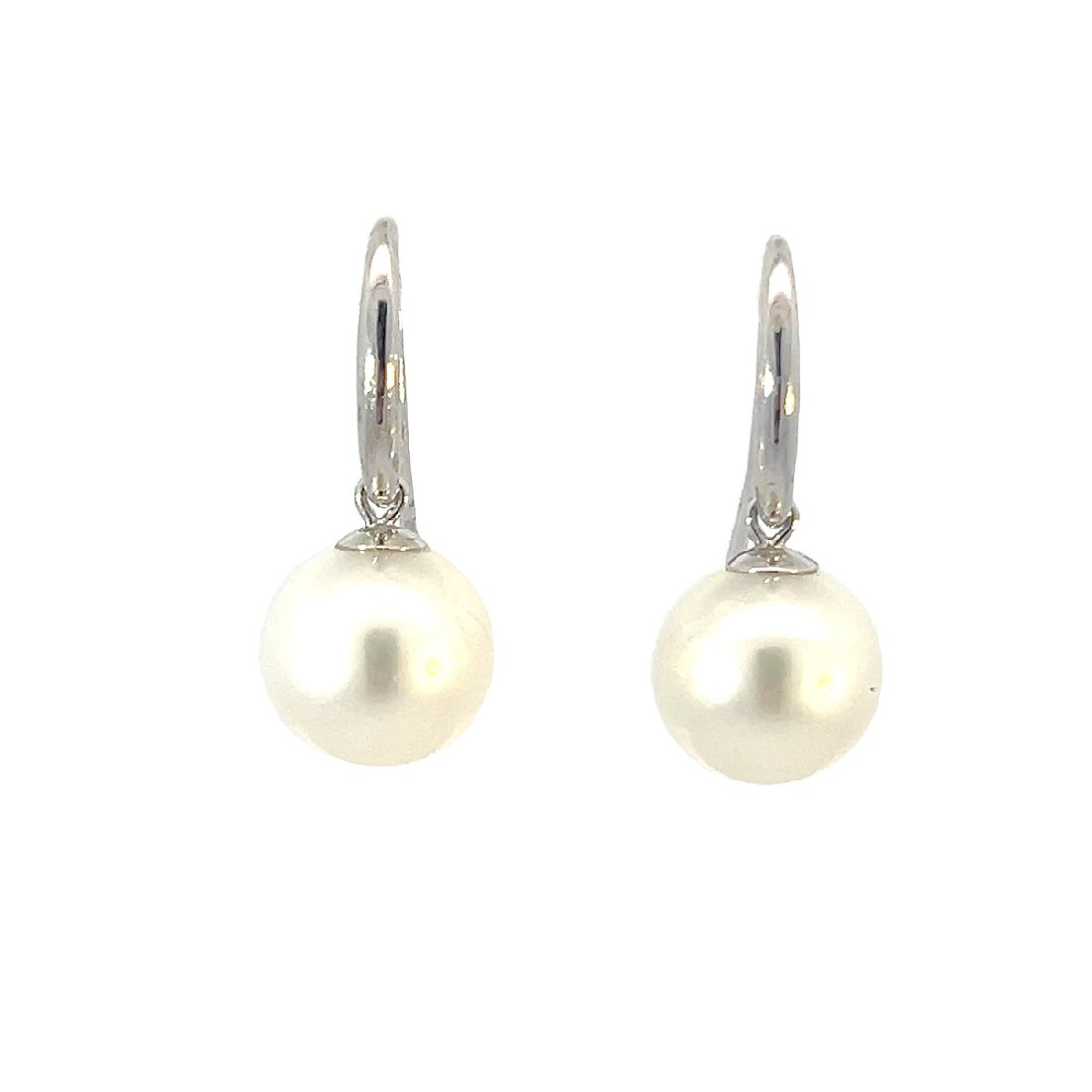 South Sea Pearl 10-11mm pair of dangling 18kt White Gold earrings - Masterpiece Jewellery Opal & Gems Sydney Australia | Online Shop