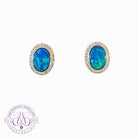 Pair of Sterling Silver Oval cluster Opal studs - Masterpiece Jewellery Opal & Gems Sydney Australia | Online Shop