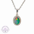 14kt White Gold Oval cluster halo pendant - Masterpiece Jewellery Opal & Gems Sydney Australia | Online Shop