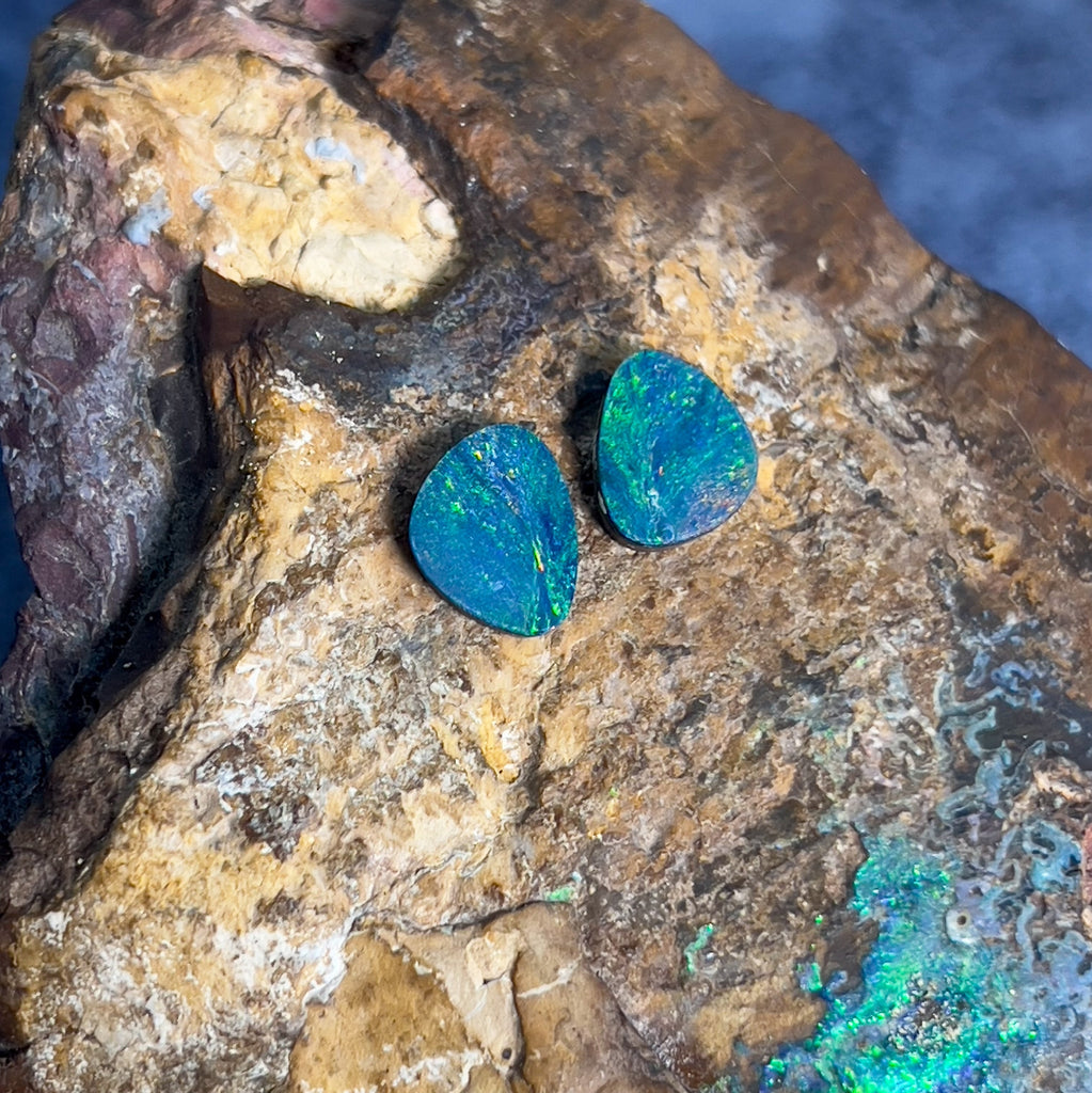 One pair of Opal doublet triangular shape 3.53ct - Masterpiece Jewellery Opal & Gems Sydney Australia | Online Shop