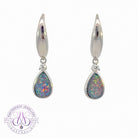 Sterling Silver bezel set dangling hook pearshape Opal triplet earrings - Masterpiece Jewellery Opal & Gems Sydney Australia | Online Shop