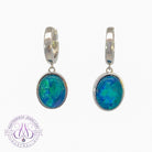 Sterling Silver huggie dangling Opal triplet earrings - Masterpiece Jewellery Opal & Gems Sydney Australia | Online Shop