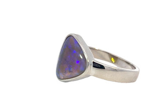 Sterling Silver triangle Black Opal 2.39ct bezel set - Masterpiece Jewellery Opal & Gems Sydney Australia | Online Shop