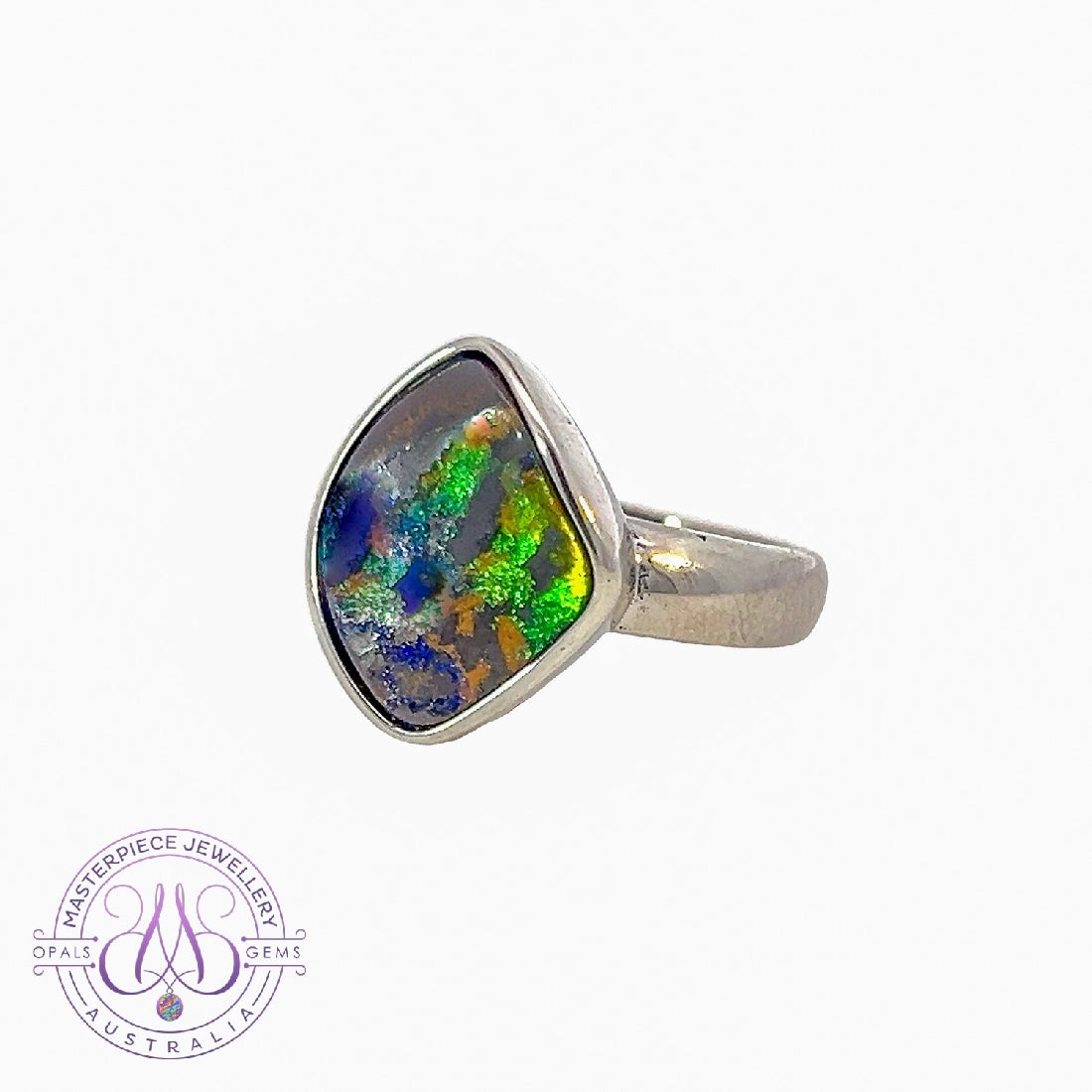 One Sterling Silver Boulder Opal ring - Masterpiece Jewellery Opal & Gems Sydney Australia | Online Shop