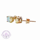 One pair of 9kt Yellow Gold 5mm Round Crystal Opal studs - Masterpiece Jewellery Opal & Gems Sydney Australia | Online Shop