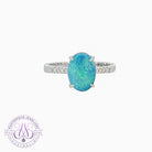 14kt White Gold Black Opal doublet 1.65ct with diamonds ring - Masterpiece Jewellery Opal & Gems Sydney Australia | Online Shop