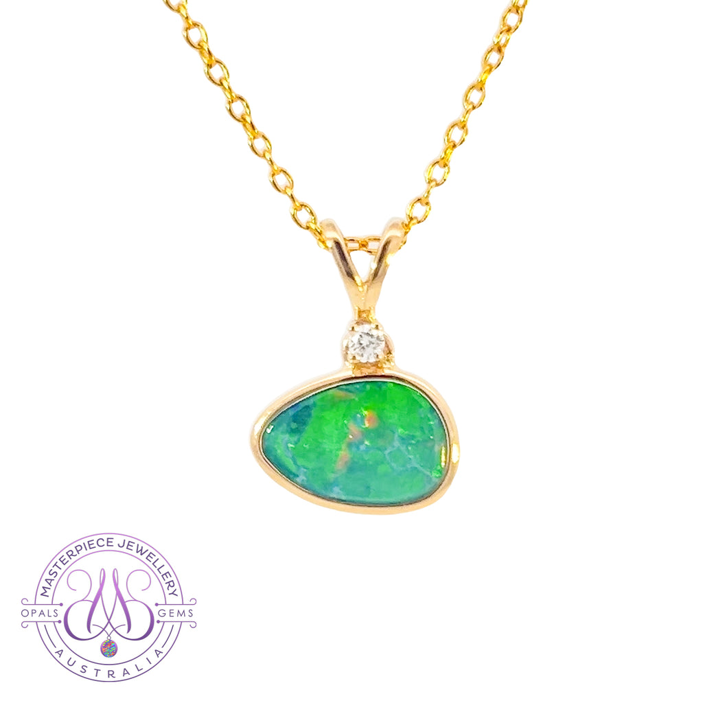 9kt Yellow Gold Opal doublet pendant - Masterpiece Jewellery Opal & Gems Sydney Australia | Online Shop