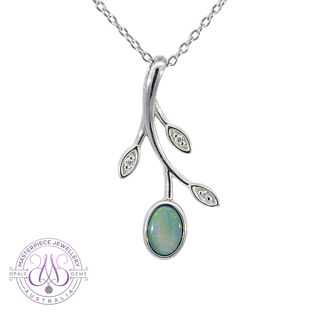 Sterling Silver Black Opal floral design pendant - Masterpiece Jewellery Opal & Gems Sydney Australia | Online Shop