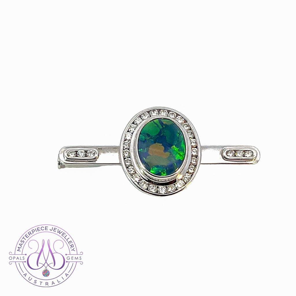 18kt White Gold multi piece Black Opal diamond ring, pendant and brooch piece - Masterpiece Jewellery Opal & Gems Sydney Australia | Online Shop