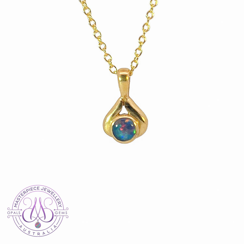 18kt Yellow Gold 3.5mm Opal pendant - Masterpiece Jewellery Opal & Gems Sydney Australia | Online Shop