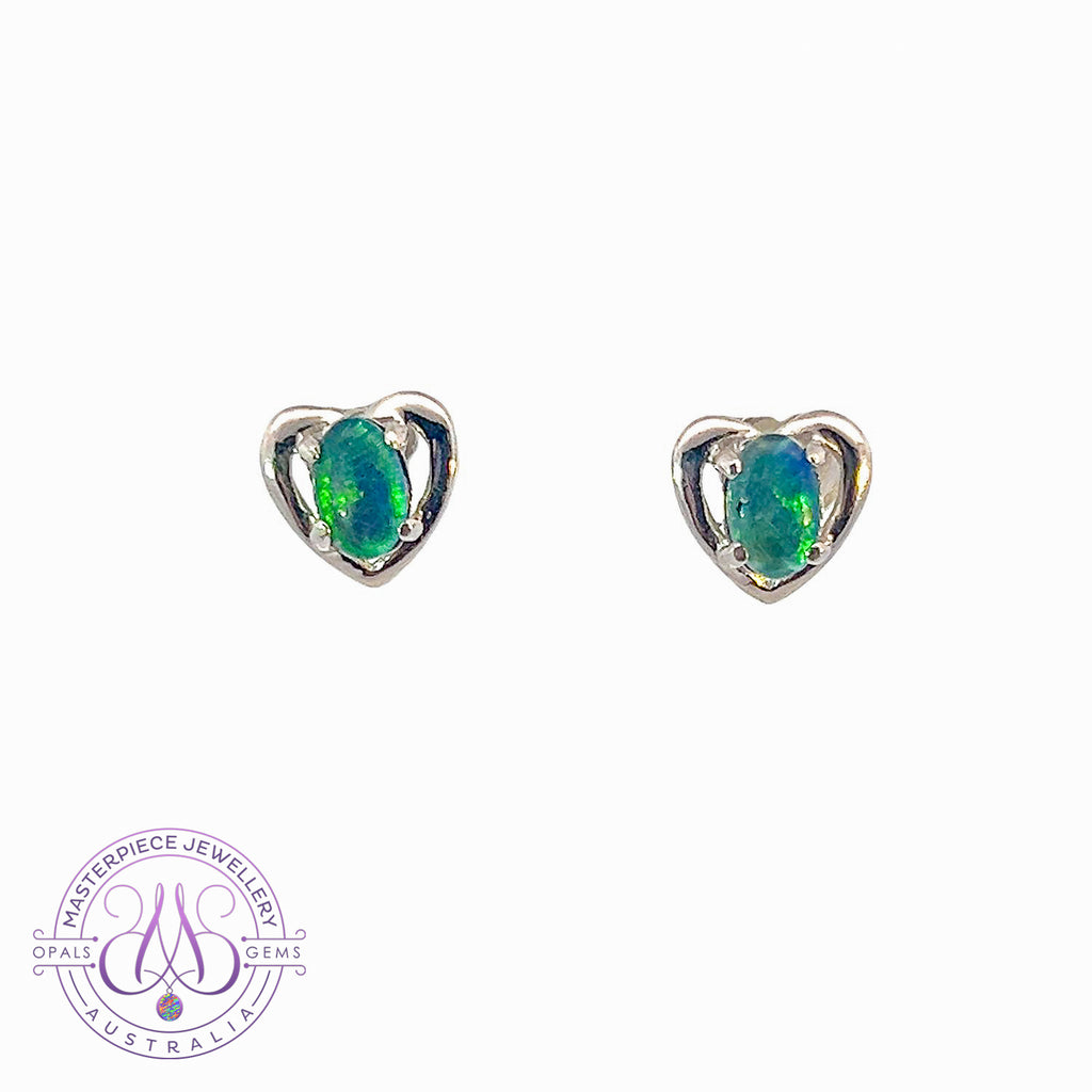 18kt White gold pair of triplet heart shape earrings - Masterpiece Jewellery Opal & Gems Sydney Australia | Online Shop