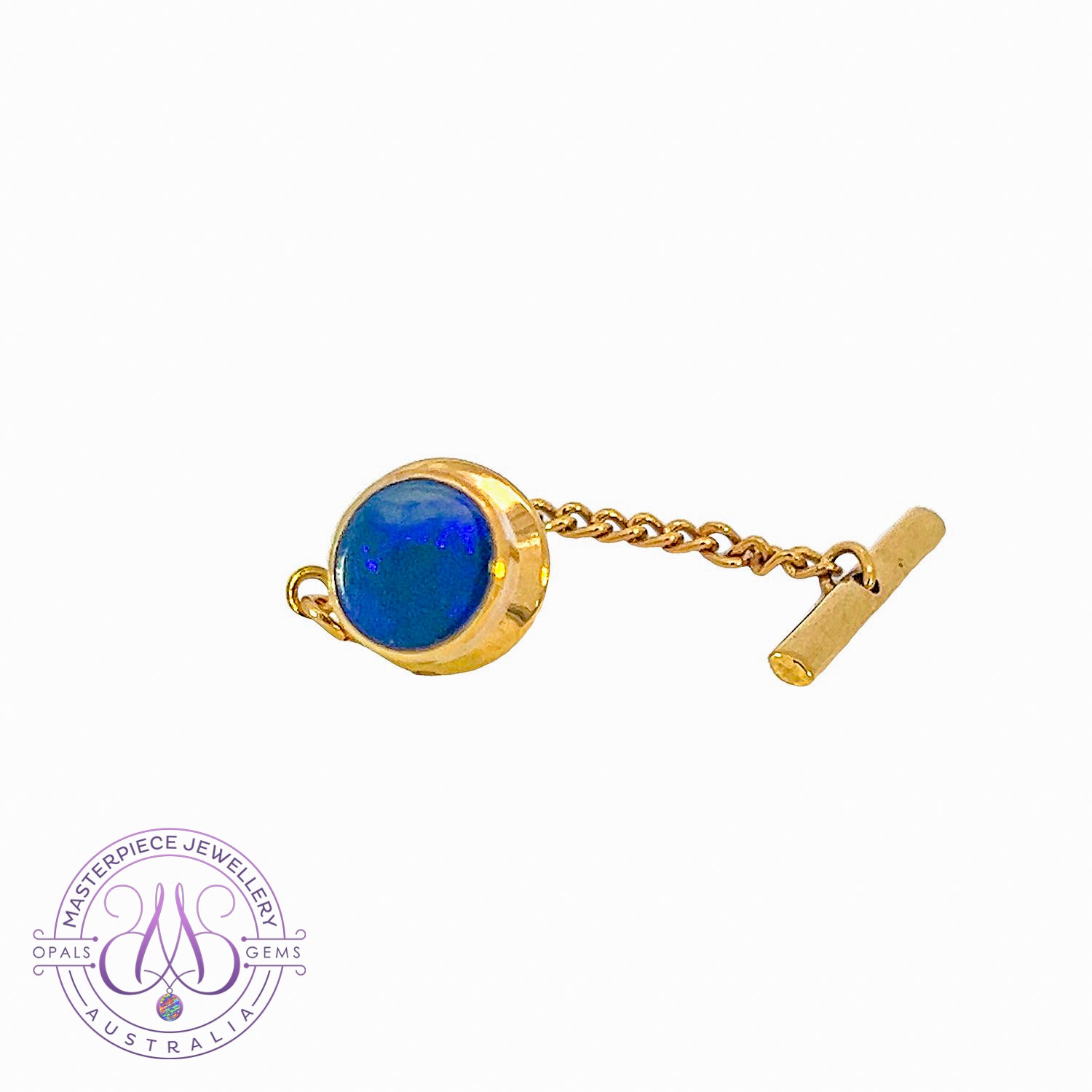 18kt Yellow Gold Black Opal 1.6ct tie pin - Masterpiece Jewellery Opal & Gems Sydney Australia | Online Shop