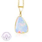 18kt Yellow Gold triangular shape White Opal 2.63ct bezel set pendant - Masterpiece Jewellery Opal & Gems Sydney Australia | Online Shop