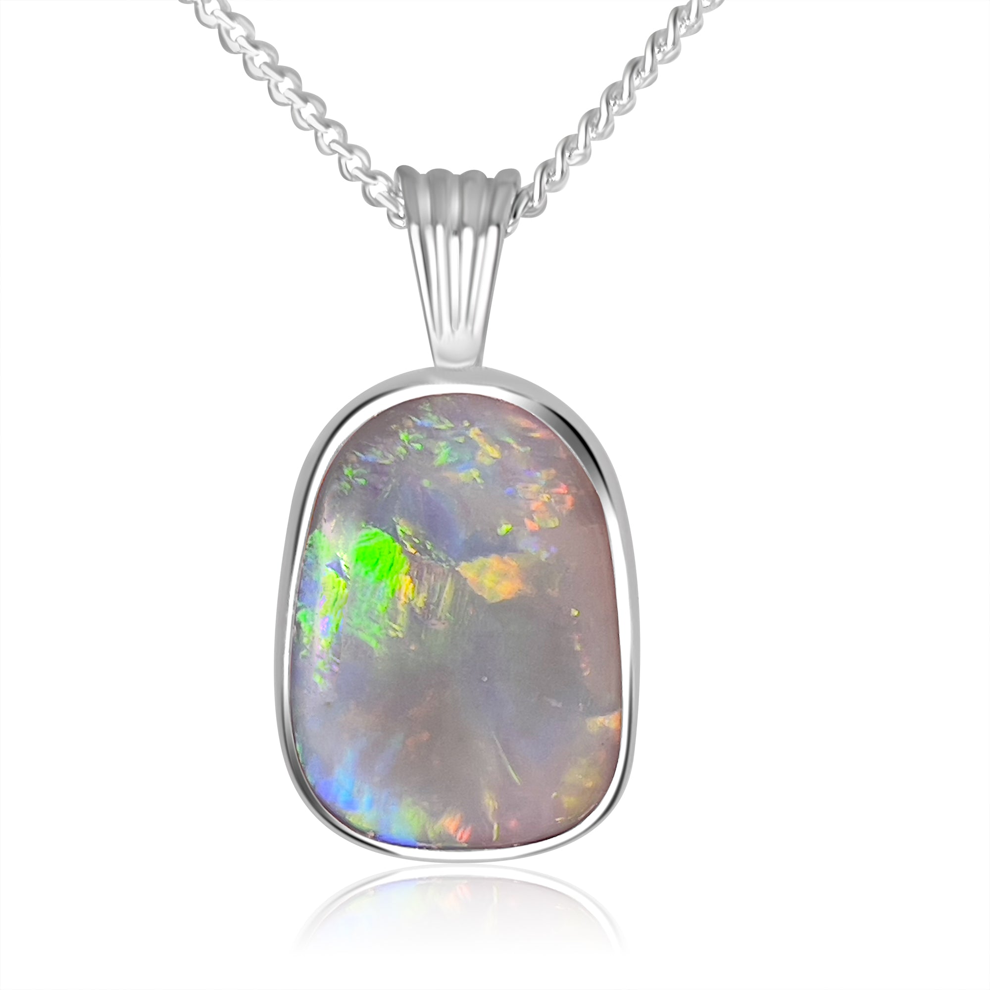 18kt White Gold Enhancer pendant with Black Opal 10.02ct bezel set - Masterpiece Jewellery Opal & Gems Sydney Australia | Online Shop