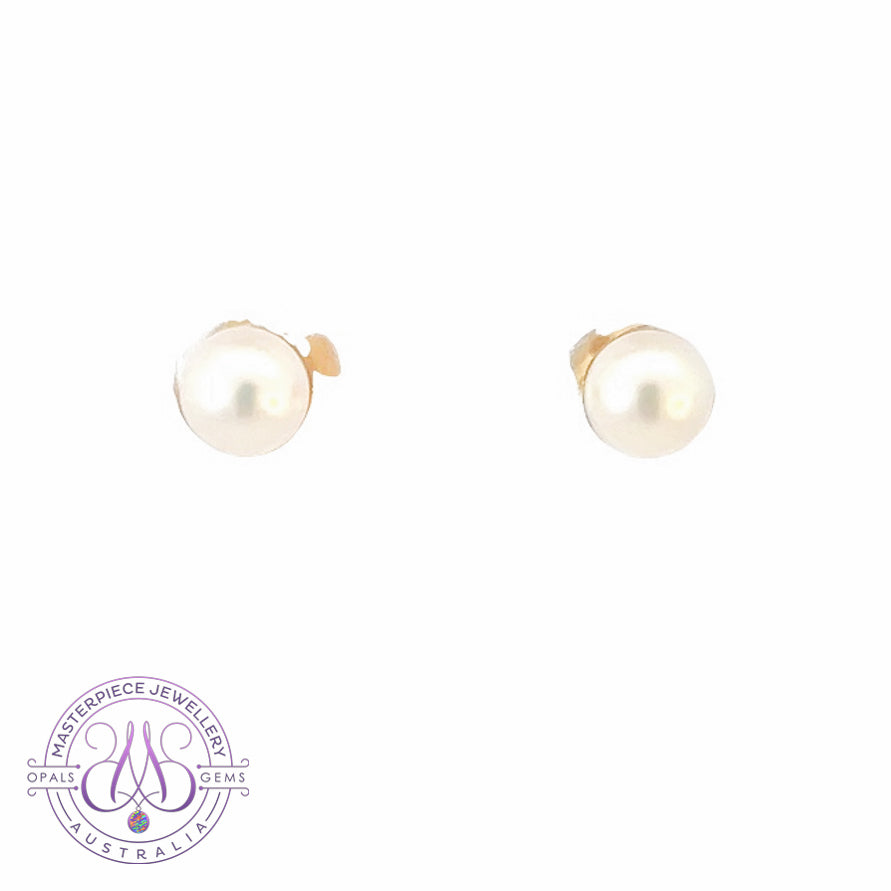 18kt Yellow Gold 5mm Akoya Pearl studs - Masterpiece Jewellery Opal & Gems Sydney Australia | Online Shop