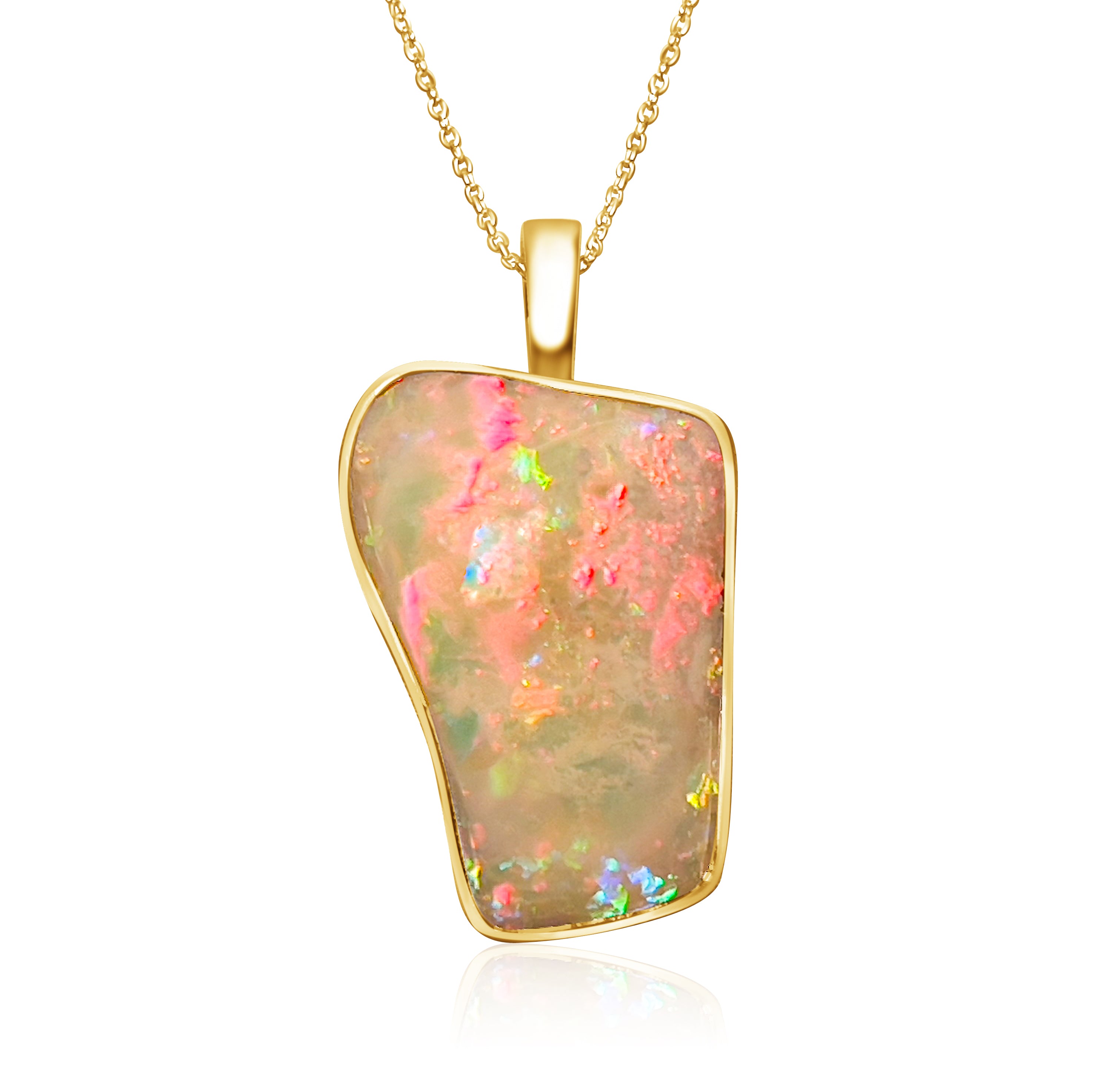18kt Yellow Gold White Opal freeform 20.5ct pendant enhancer - Masterpiece Jewellery Opal & Gems Sydney Australia | Online Shop
