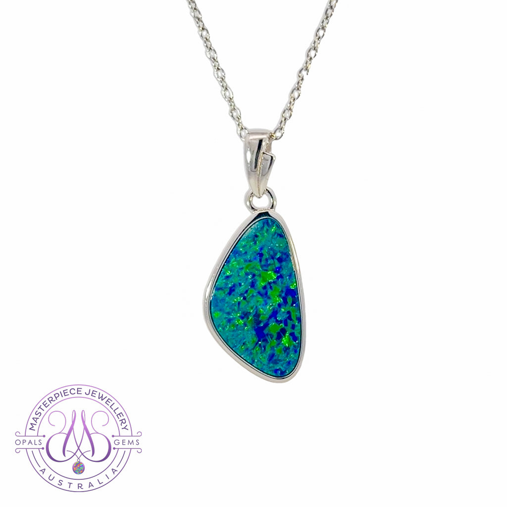 Sterling Silver Green Opal doublet pendant - Masterpiece Jewellery Opal & Gems Sydney Australia | Online Shop