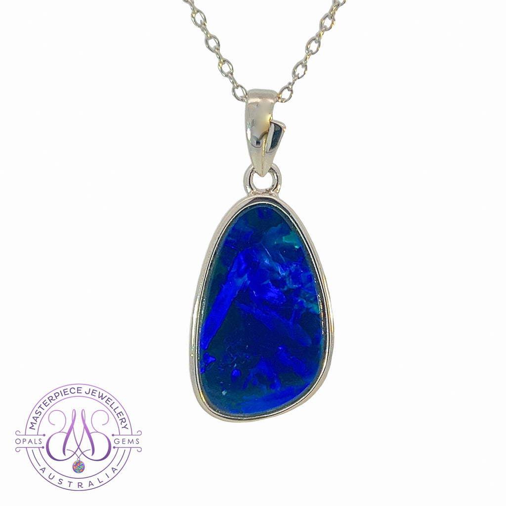 Sterling Silver Blue Green Opal pendant - Masterpiece Jewellery Opal & Gems Sydney Australia | Online Shop
