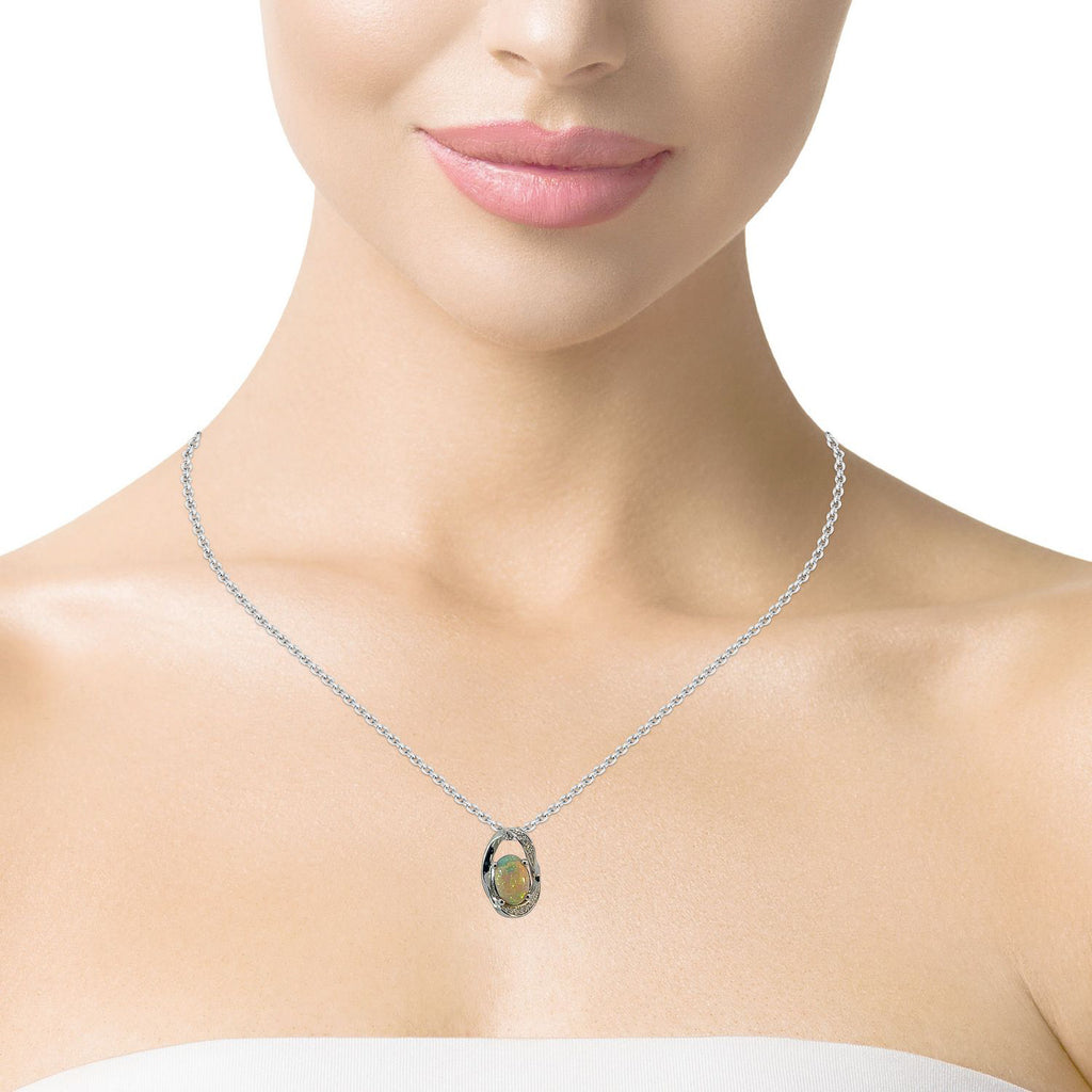 Platinum Pendant with 1.77ct Black Opal and 10 Diamonds - Masterpiece Jewellery Opal & Gems Sydney Australia | Online Shop