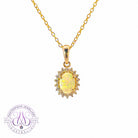 9kt Yellow Gold 7x5mm White Opal and diamond cluster pendant - Masterpiece Jewellery Opal & Gems Sydney Australia | Online Shop