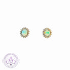 9kt White Gold pair of Opal and Diamond cluster earrings - Masterpiece Jewellery Opal & Gems Sydney Australia | Online Shop