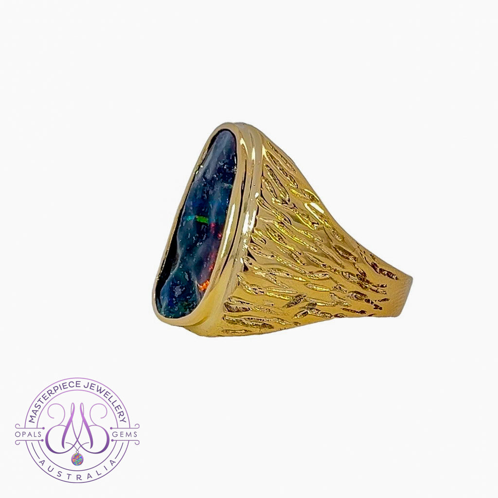 9kt Yellow Gold 9.79ct Boulder Opal ring - Masterpiece Jewellery Opal & Gems Sydney Australia | Online Shop