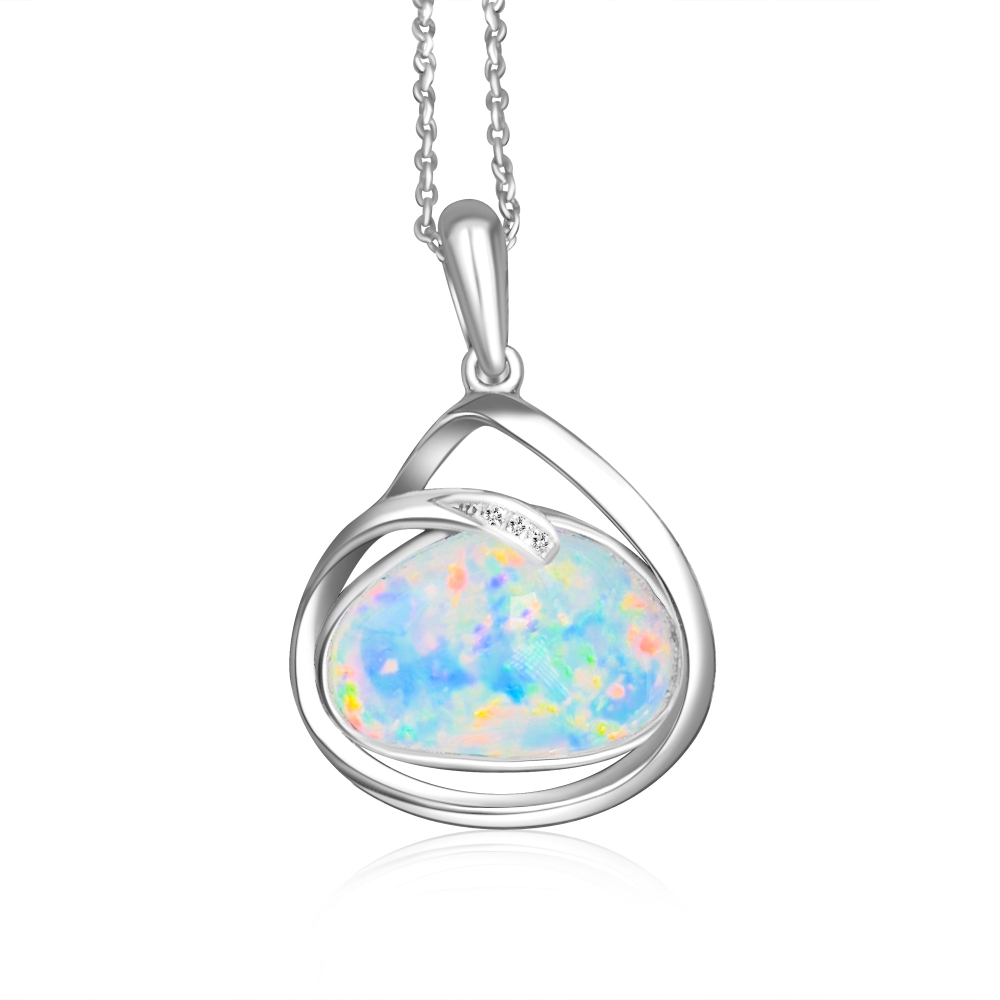 18kt White Gold pendant with one 2.3ct Crystal Opal - Masterpiece Jewellery Opal & Gems Sydney Australia | Online Shop