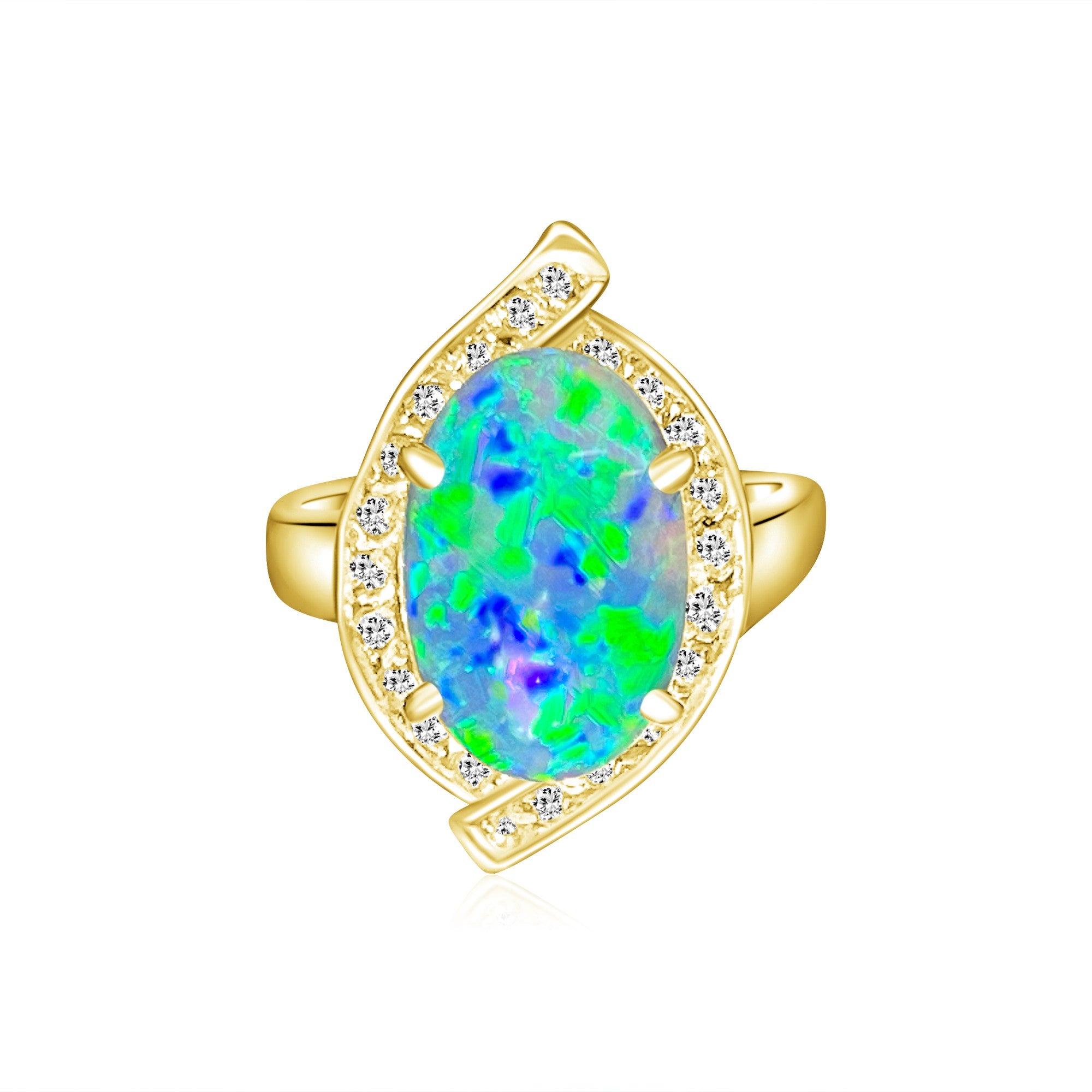 18kt Yellow Gold Black Opal 4ct Green Blue and diamond ring - Masterpiece Jewellery Opal & Gems Sydney Australia | Online Shop