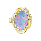 18kt Yellow Gold Black Opal Red flashes 4.86ct and diamond ring - Masterpiece Jewellery Opal & Gems Sydney Australia | Online Shop