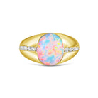 18kt Yellow Gold Black Opal 3.06ct signet style rub ring with diamonds - Masterpiece Jewellery Opal & Gems Sydney Australia | Online Shop