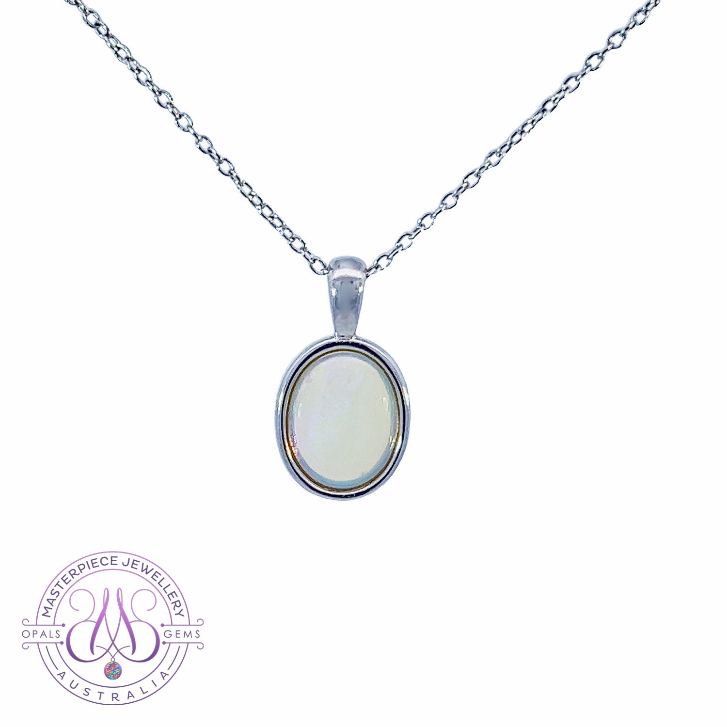 Sterling Silver Light Opal 10x8mm Bezel pendant - Masterpiece Jewellery Opal & Gems Sydney Australia | Online Shop