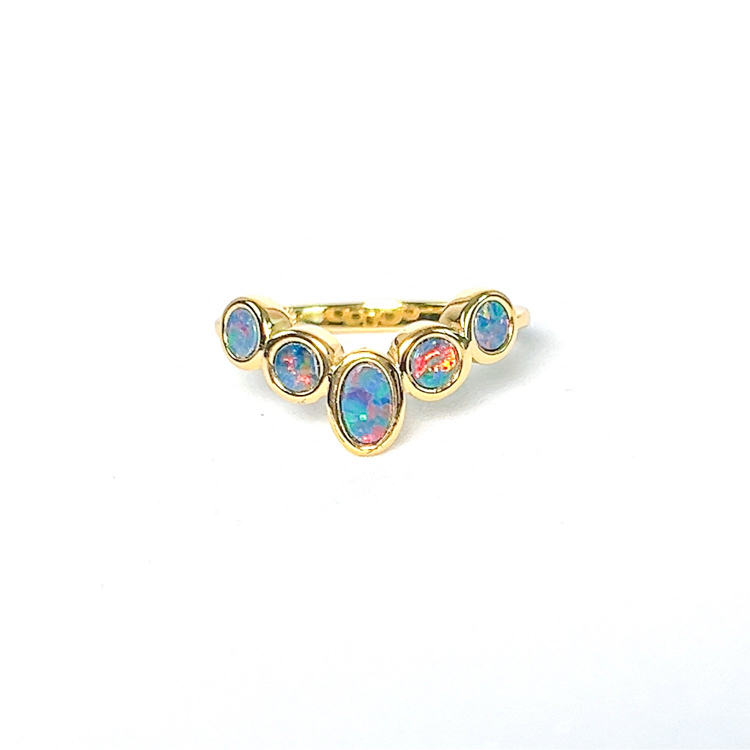Gold plated sterling silver shaped band opal doublets 5