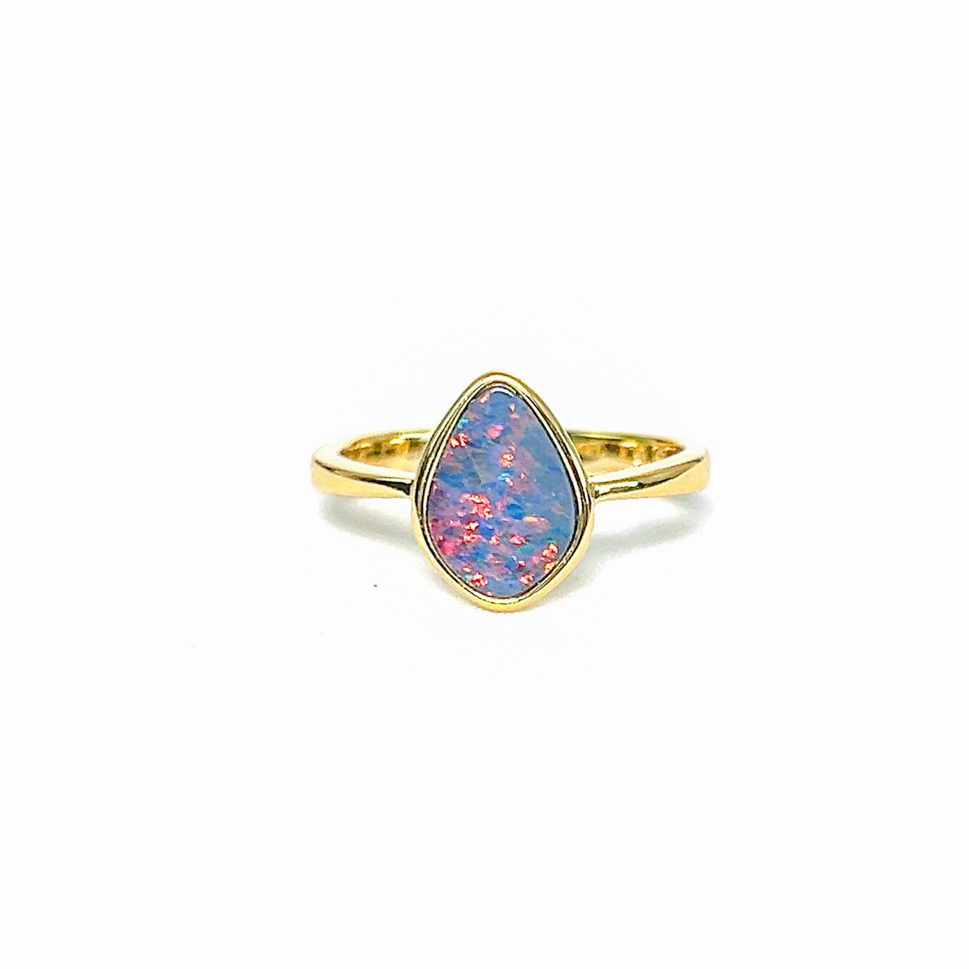 Gold plated sterling silver opal doublet ring
