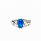 Sterling Silver Blue Opal doublet pattern band